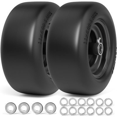 11x6.00-5 Lawn Mower Tires Flat Free, Zero Turn Mower Front Tires, 11x6-5 Sol...