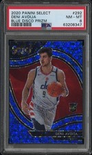 2020-21 Panini Select Deni Avdija Courtside Blue Disco Prizm 9/25 Jersey# PSA 8