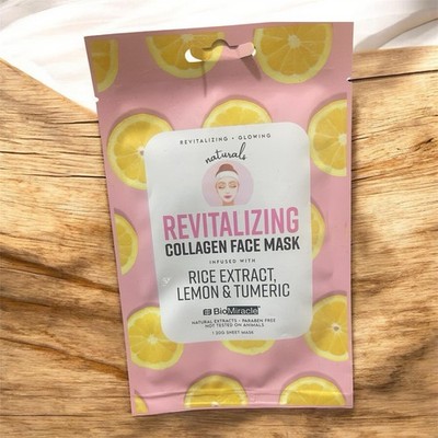 BioMiracle Collagen Face Mask Sheet Rice Extract Lemon Turmeric Hydrating