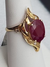 10K Yellow Gold Ruby Ring De Buman Diamond And Topaz Accents Sz 7 NWT