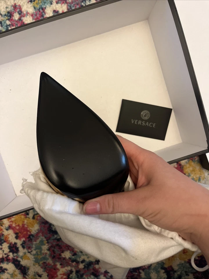 Versace Zapatos de Tacón de Charol Negro y Dorado, Medusa, Estampado Paisley EU 37 Foto 4 de 4