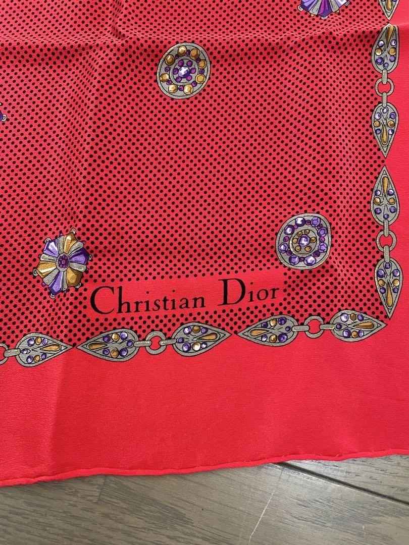 Christian Dior foulard en soie rouge motif floral 28,3 x 29,9 pouces pour femme