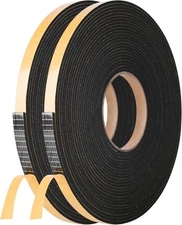 Kikerike Self Adhesive Foam Tape Weatherstrip 1/2In x 1/2in x 1/4in x 16.5Ft 