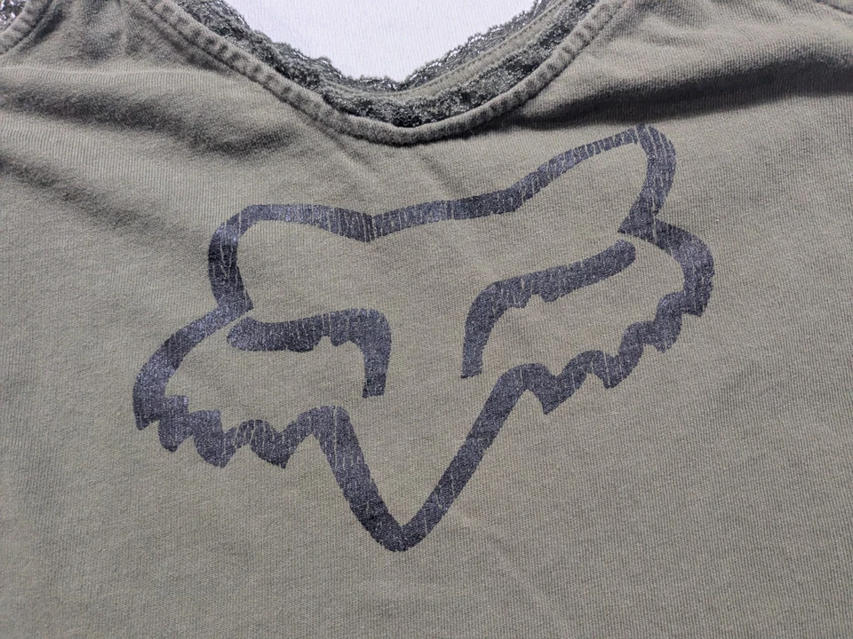 Camiseta sin mangas FOX Racing - Mujer Pequeña Die Hard Fatiga Verde Encaje Cami Foto 4 de 4