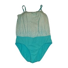 Lands End Size 12T Tall Long Women's Paisley One Piece Full Swimsuit Aqua Padded