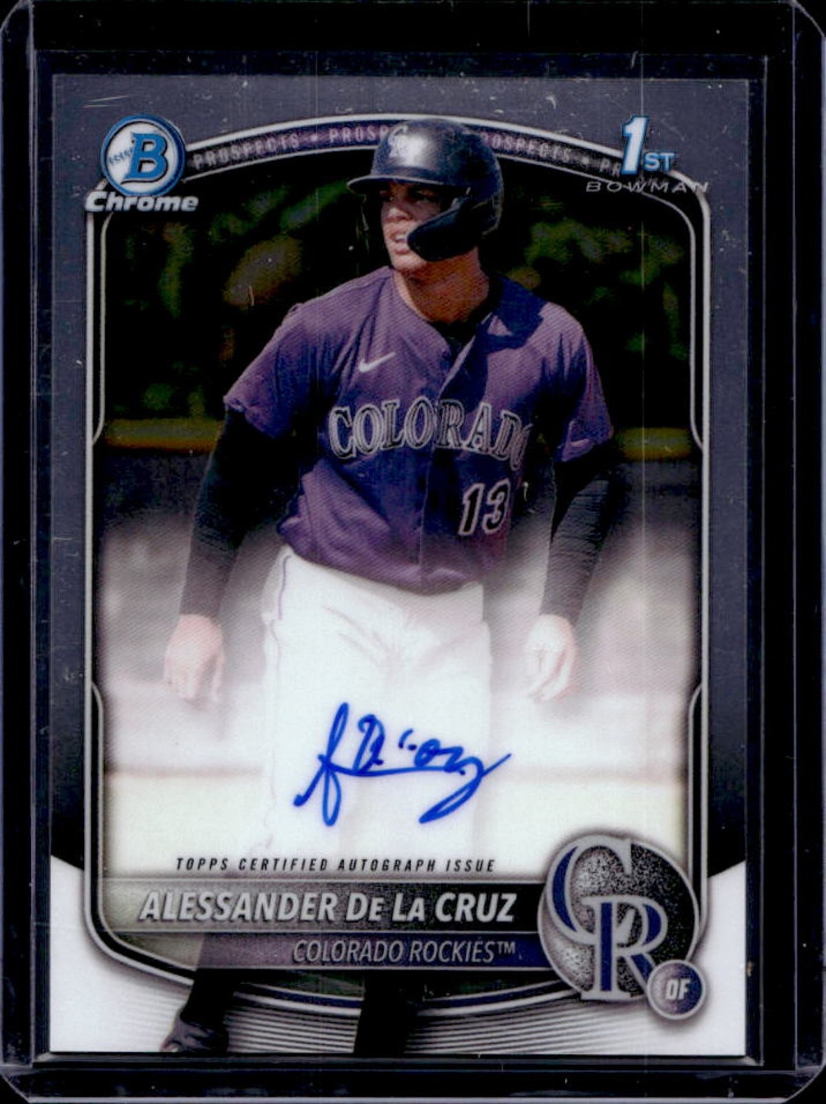 2025 Bowman Chrome Alessander De La Cruz Auto 1st Prospect #CPA-AD Rockies