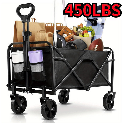 Heavy Duty Folding Utility Wagon Cart Collapsible Beach Garden Camping Cart