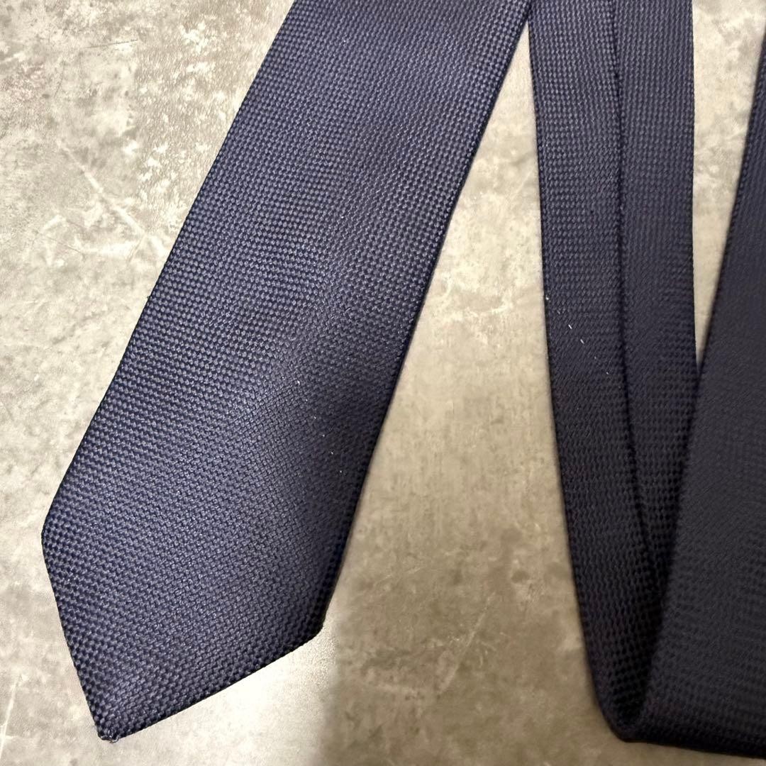 HERMES Necktie Navy Solid Plain Thick - image 10