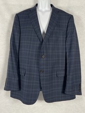 Vintage Hart Schaffner Marx Jacket Mens 48R Blue Sport Coat Plaid Made In USA