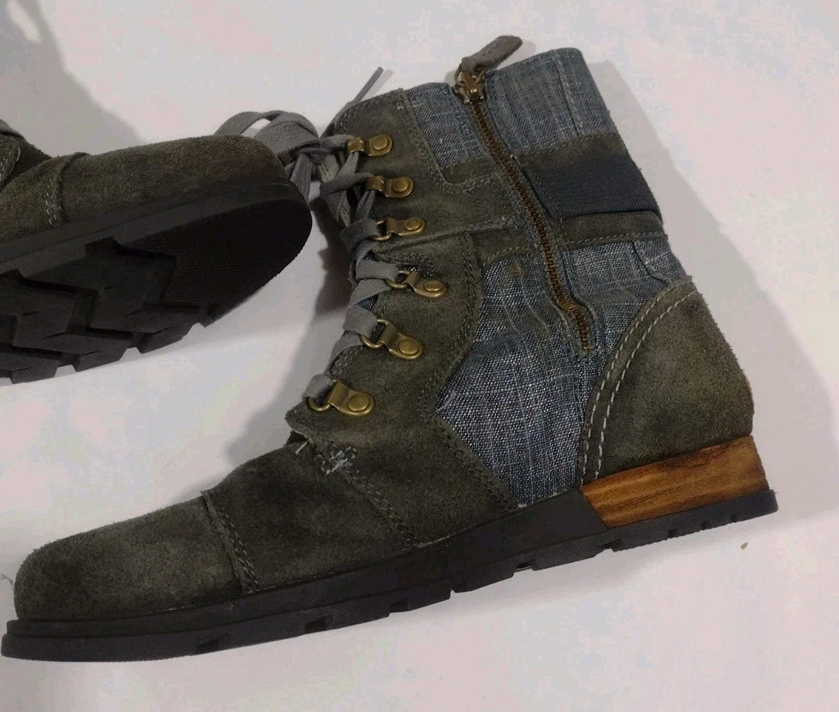 sorel pdx quarry 1964 lace joan of arc wedge booties suede boots