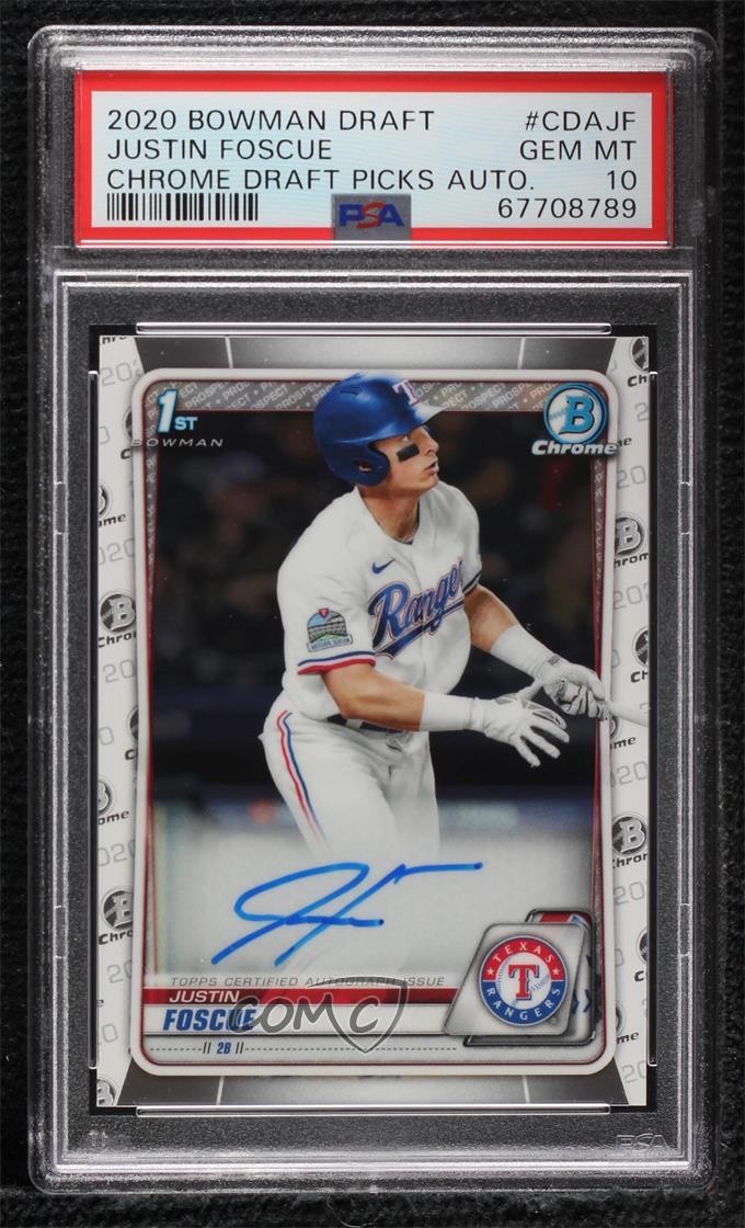 2020 Bowman Draft Chrome Picks Justin Foscue #CDA-JF PSA 10 GEM MT Auto 5l2