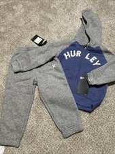 Hurley Boys' Hoodie  Joggers 2-Piece Outfit Set Black HeatherShark Kids 24m