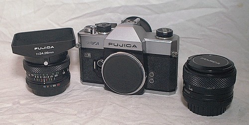 FUJICA ST801 35MM SLR WITH FUJINON 28MM 3.5 & 55MM 1.8 + CAPS - CLEAN & WORKING