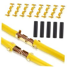 200Pcs U Shape Copper Ring Terminals, Open Barrel Crimp Terminals with Heat