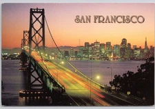 Postcard The Bay Bridge at Twilight Connects San Francisco the East Bay   N-7