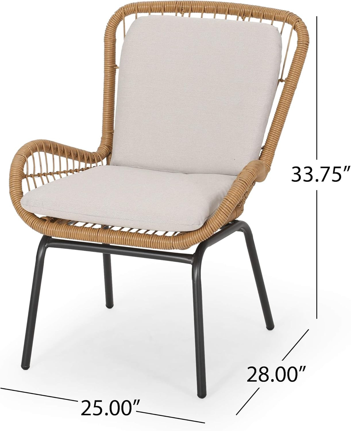 Great Deal Furniture Alice Outdoor Wicker Club Chair with Cushions (Set of 2), L - Image 3