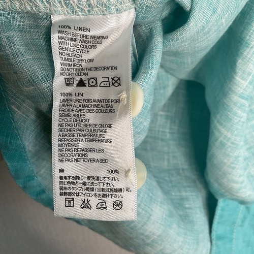 NWOT Tommy Bahama Relax 100% Linen Short Sleeve Shirt Men Size L Sea Glass Solid - Bild 3 von 10