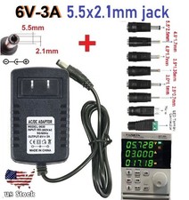 AC 100-240V to DC 6V 3A Power Supply Adapter Charger with 8 Sizes DC Plug Tips