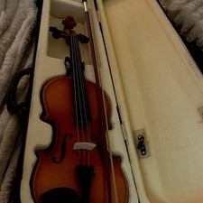 Acoustic 4/4 Violin Brown Varnish 4-String w/ Chinrest, Hard Case Bow Rosin