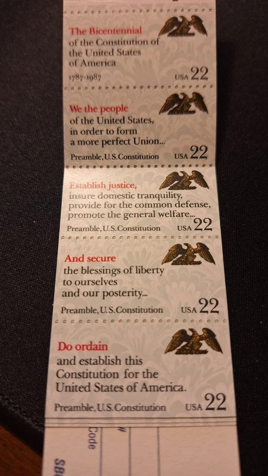 Scott #2359A, M/F/NH, We the People, Book of 20, 22cent stamps, BC37 - Image 2 of 3