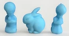 Fenton  VTG Blue Satin Lot Of 3 Figurines. 1 Rabbit. 1 Girl And 1 Boy Praying.