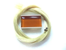 2 Hanks  White Finest Grade 32 Inch  Bow Hair and 1 small cake of Amber Rosin 