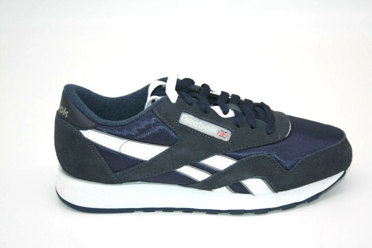 MEN&#039;S REEBOK CLASSIC NYLON 39749 NAVY/PLATINUM FASHION SNEAKER | eBay