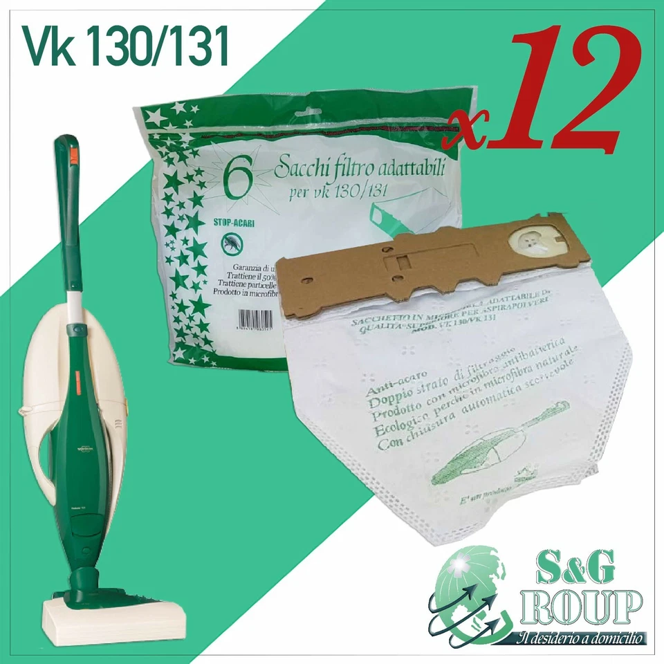 12 SACCHETTI ANALLERGICI IN MICROFIBRA TESSUTO non TESSUTO x FOLLETTO VK 130 131