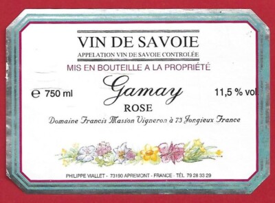 114-40 Weinetikett SAVOIE GAMAY ROSÉ Francis MASSON Vigneron JONGIEUX