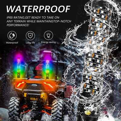 2FT Thick LED Whip Spiral Chasing RGB Fat Whip Lights For Can Am - Foto 7