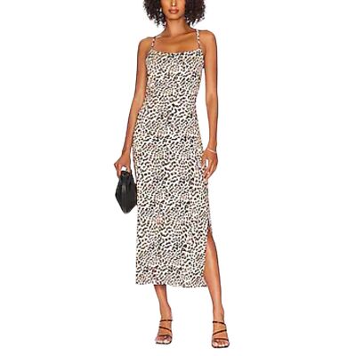 Lita by Ciara Neutral Animal Lace Back Midi Dress M | eBay