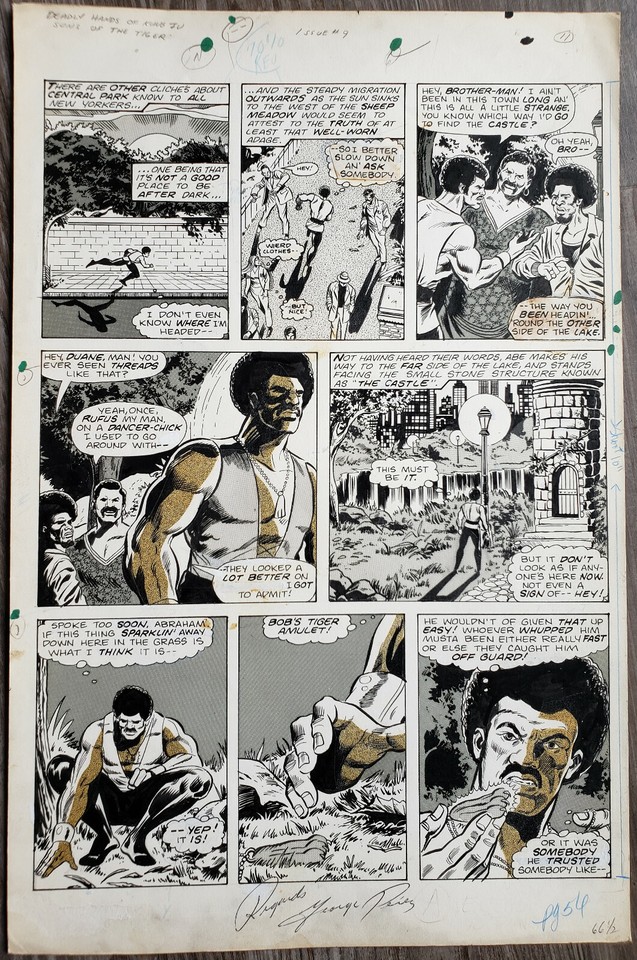 Marvel DEADLY HANDS OF KUNG FU #9 pg 56 Original Art Page SIGNED BY GEORGE PEREZ Comic Art