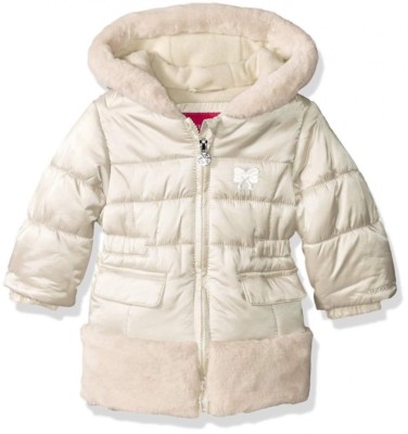 London Fog Girls 4-6X Fur Bear Satin Jacket Mittens main image 1