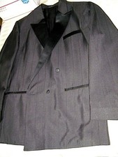 Falcone D. B. Pinstripe Black Tuxedo Suit Size 44 R W40 L32 Cufflinks Studs Ties