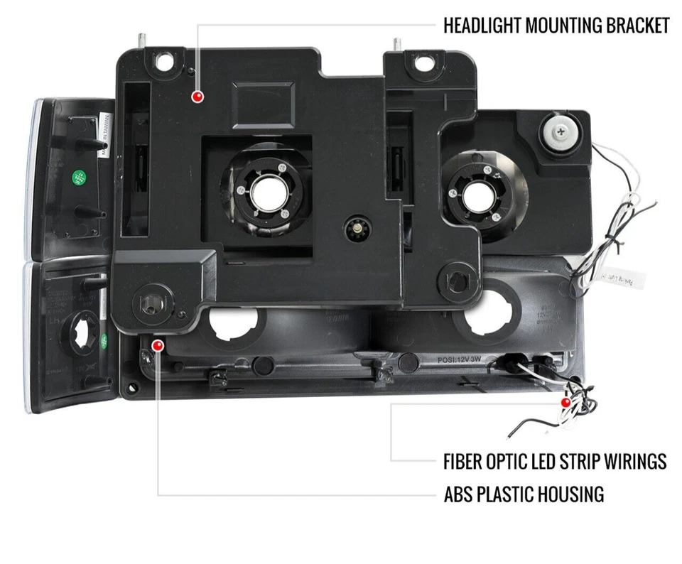 Faros negros para GMC Sierra Yukon 94-98 + señales de giro + esquina de 4 piezas con fibra DRL C Foto 3 de 3