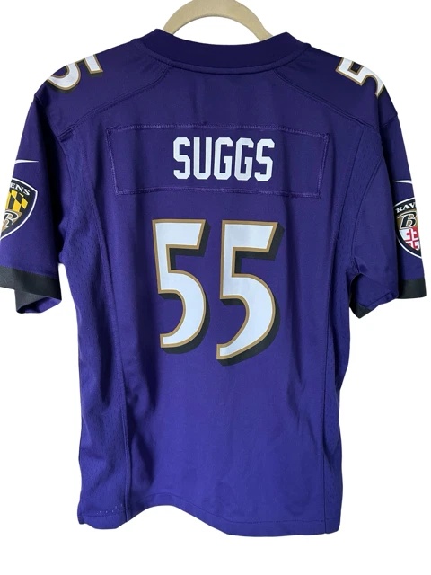 儿童 TERRELL SUGGS 巴尔的摩乌鸦队正品耐克紫色青少年球衣 - 大号 — 第 3/4 张图片