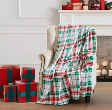 Kate Aurora Christmas Essentials Ultra Soft & Plush Plaid Accent Throw Blanket