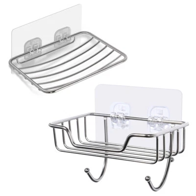 UTEN Silver Stainless Steel Soap Holder Dish Bathroom Wall Mounted Storage Rack UK