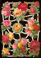 VICTORIAN STYLE DIE CUT PAPER SCRAPS MIXED ROSES ef7393 GERMANY