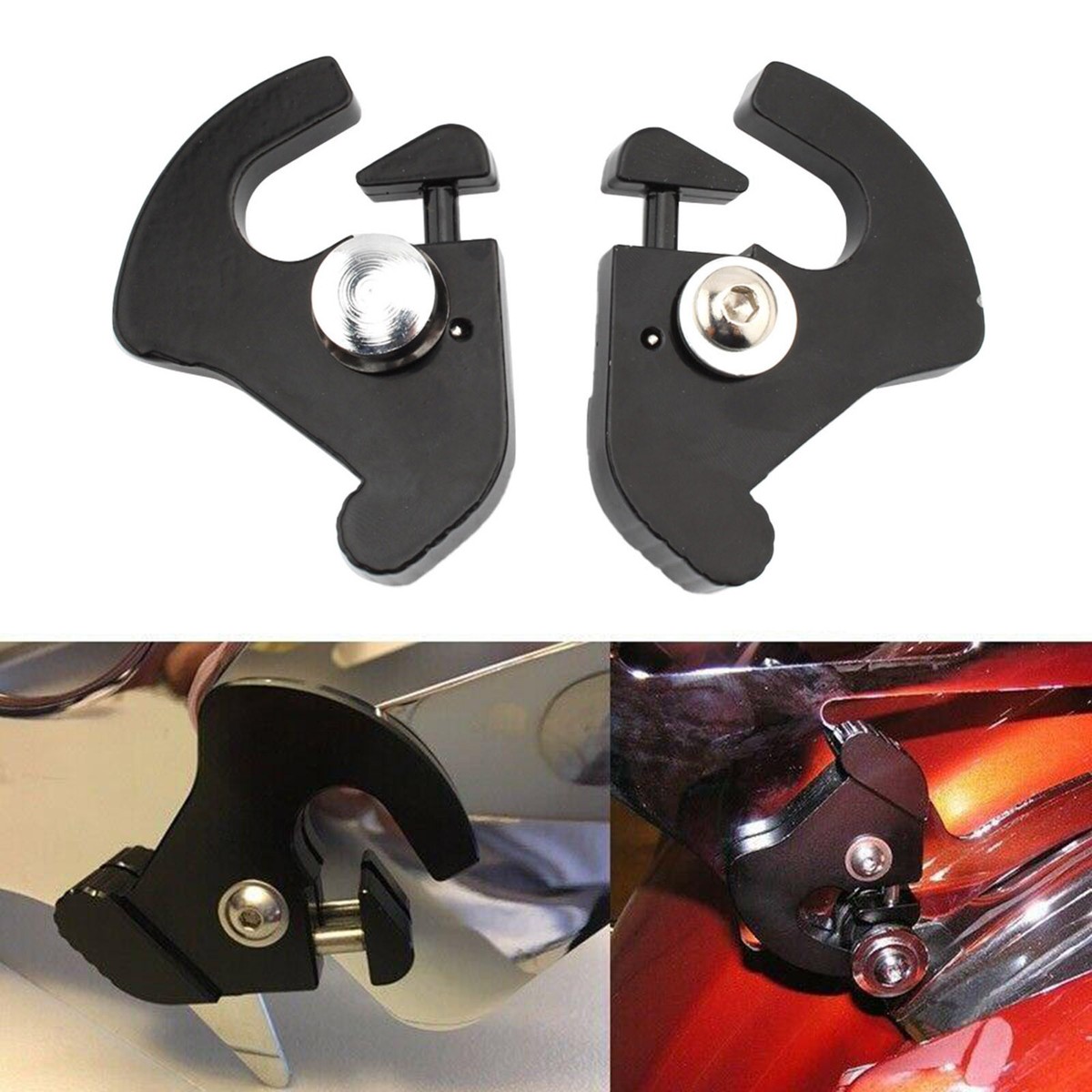 Black Sissy Bar Luggage Rack Docking Latch Clip Kit - Fits Harley Softail & Dyna Models