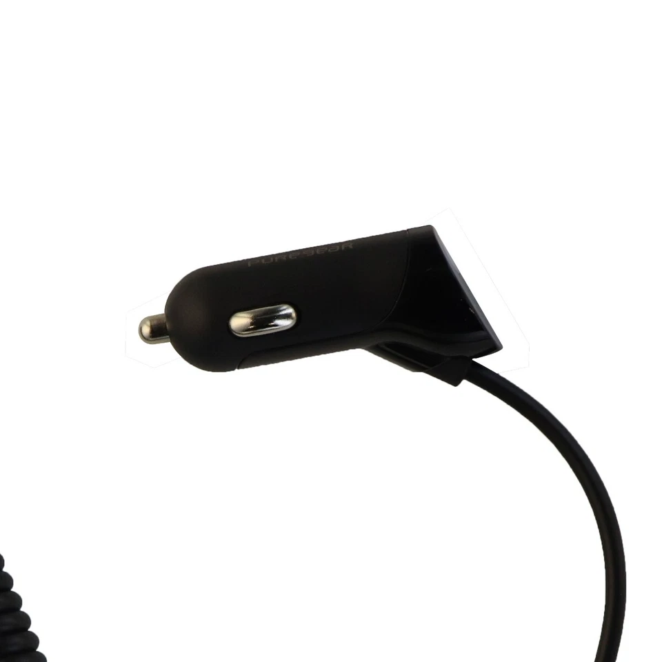 Cargador de coche de vehículo PureGear 4 pies en espiral 12 W/2,4 A para dispositivos micro-USB - negro Foto 3 de 3
