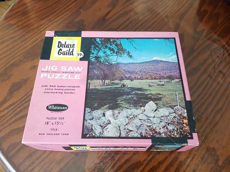 Whitman Deluxe Guild Jigsaw Puzzle New England Farm #212 18x15.5" 340 pieces VTG