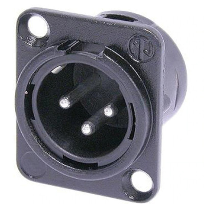 Neutrik NC3MD-L-BAG-1 Male 3 Pin XLR Chassis Panel-Black Case w/Silver Contacts