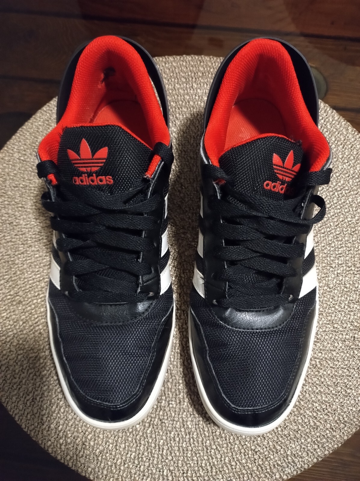 LOTTO Adidas Hardcourt Defender Da Uomo Nero Rosso Basso M18881 Sz 44