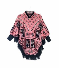 Handmade Poncho Hoodie Women's Cape With Sleeves Rebozo Ma anita Mexicana