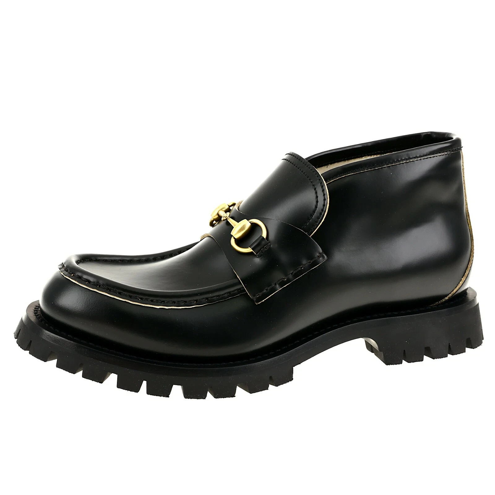 Bottes mocassins homme GUCCI Z3209 Shearling noir Horsebit pointure 9 G / 9,5 US