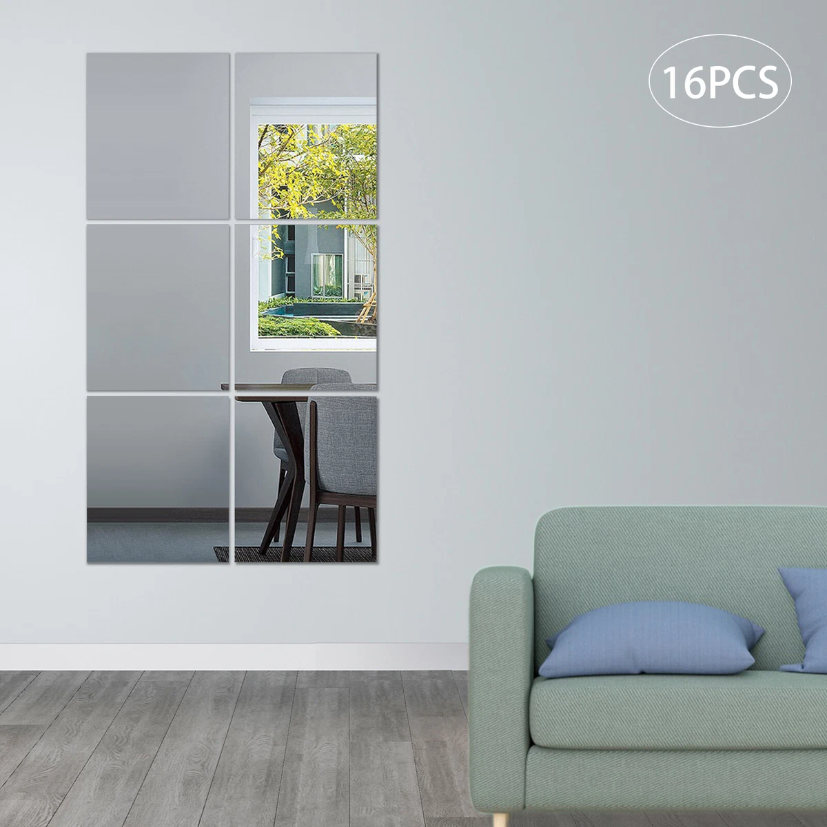Self Adhesive Mirror Tiles DIY Wall Stickers Stick on Home Living
