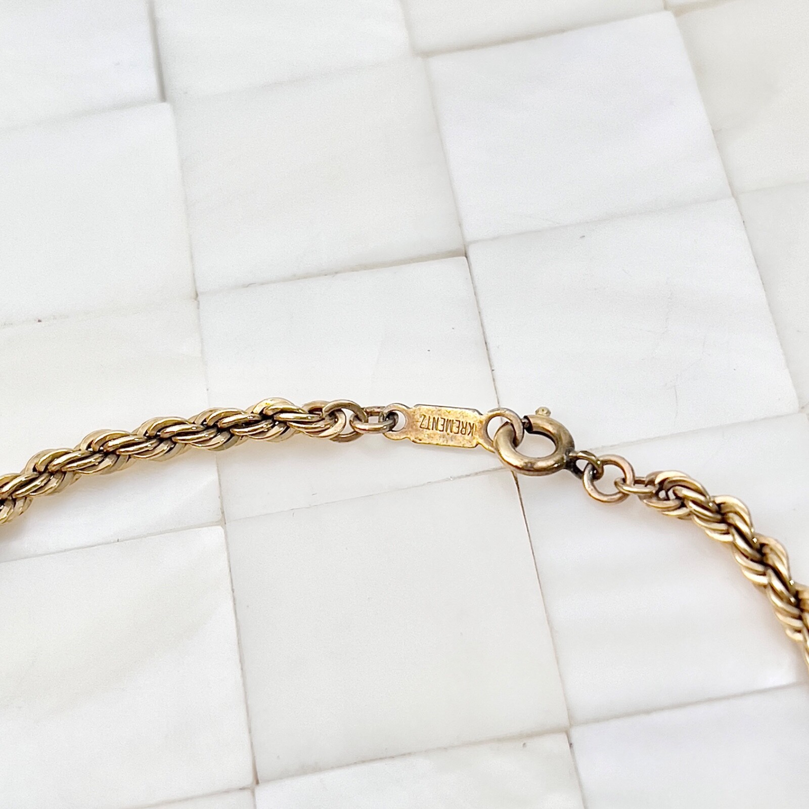Krementz Gold Tone Rope Chain Bracelet The Vintage Strand Lot 0809 eBay