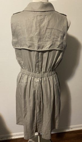 Armani Collezioni Dress Gray linen belted utility Sleevelesssize 6 Pockets - Picture 2 of 9