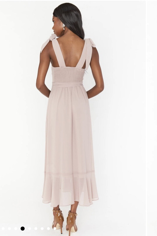Show Me Your Mumu Claire Midi Dress Champagne Luxe Satin M | eBay